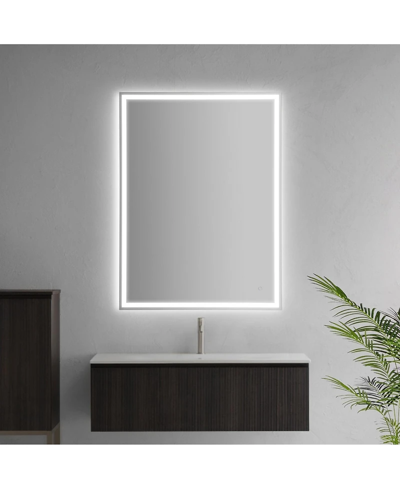 Jonathan Y Pax Rectangular Frameless Anti-Fog Aluminum Frontback Lit Tri Color Led Bathroom Vanity Mirror