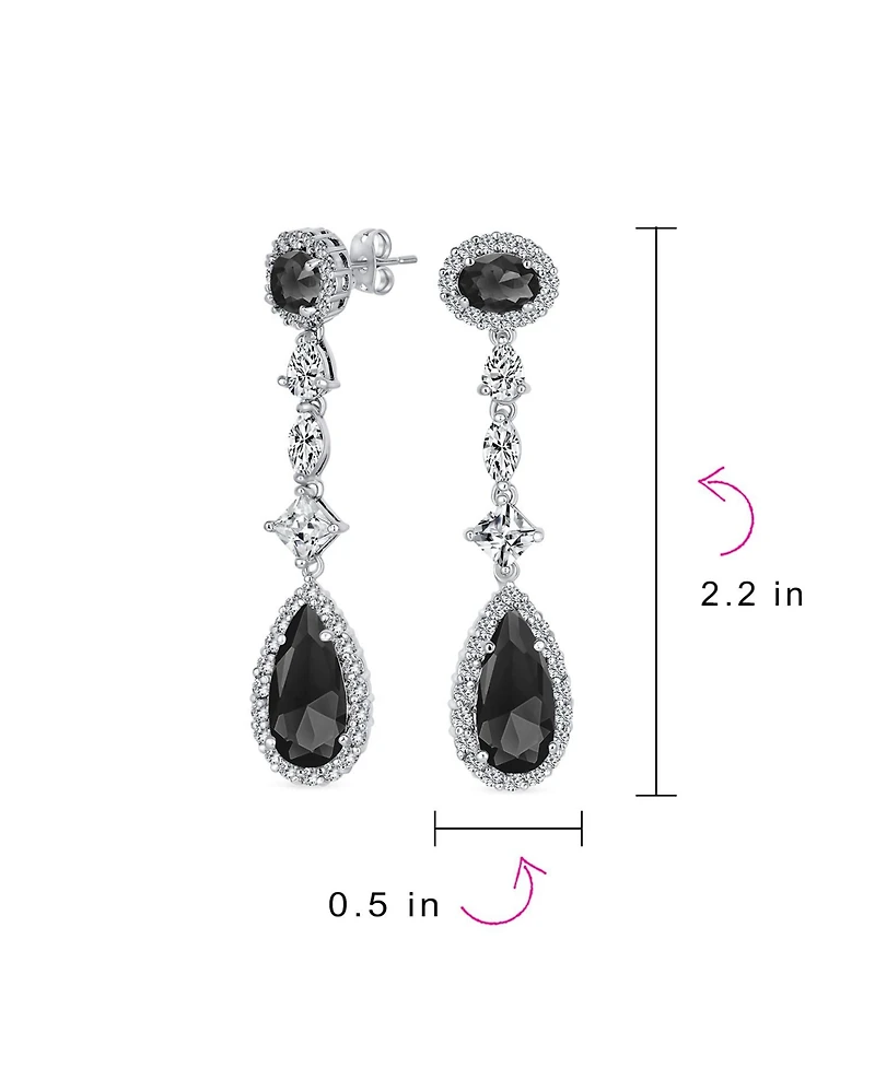Bling Jewelry Art Deco Red Cubic Zirconia Halo Long Pear Solitaire Teardrop Cz Statement Dangle Chandelier Earrings Pageant Party