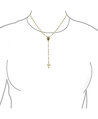 Bling Jewelry Prayer Rosario Crucifijo Crucifix Cross Catholic Virgin Mother Mary Rosary Beads Necklace 18K Gold Plated Brass