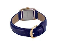 Peugeot Women's 34x24mm Tank Watch with Crystal Bezel Blue Leather Strap