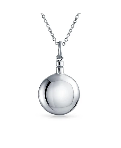 Bling Jewelry Large Puff Round Circle Locket Pendant Memorial Cremation Urn Necklace For Ashes Sterling Silver