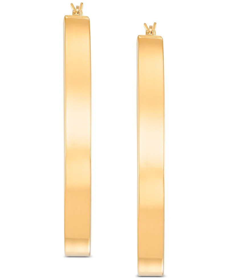 Polished Pear-Shape Flat Medium Hoop Earrings in 14k Gold-Plated Sterling Silver
