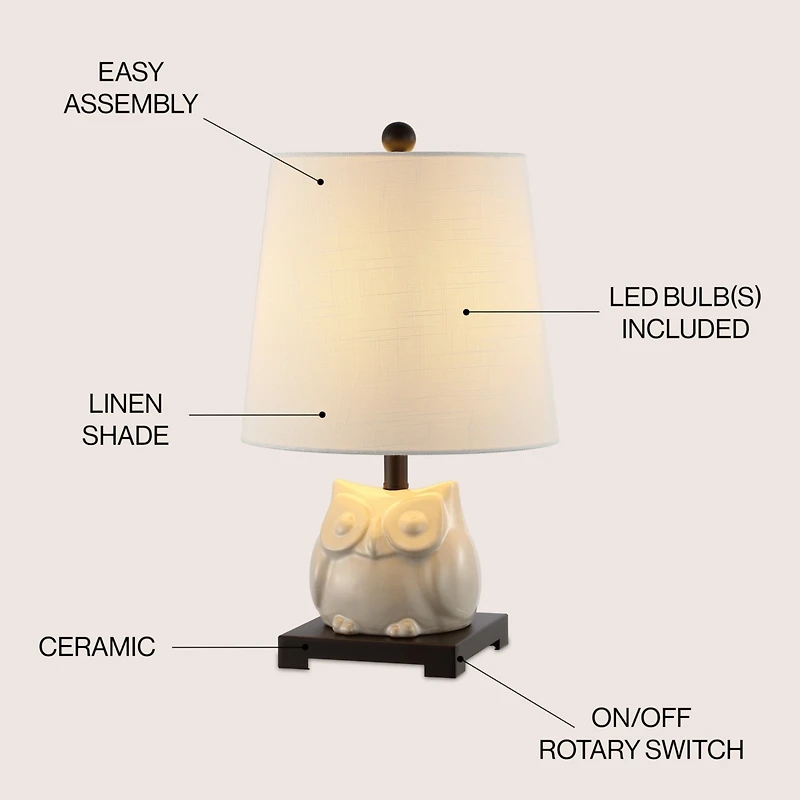 Jonathan Y Justina 16" Ceramic Mini Led Table Lamp, Antique White