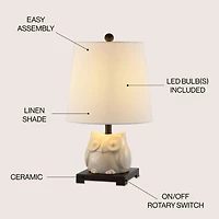 Jonathan Y Justina 16" Ceramic Mini Led Table Lamp, Antique White