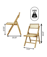 Jonathan Y Theo Mid-Century Vintage Wood Rattan Folding Chair with Adjustable Back (Set of 2)