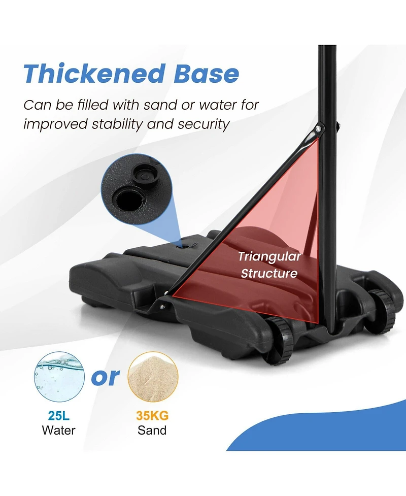 Skonyon 8.5 to 10 Ft Adjustable Portable Basketball Hoop Stand with Fillable Base and 2 Wheels