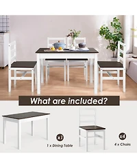 5 Pieces Solid Wood Compact Kitchen Dining Set-Walnut