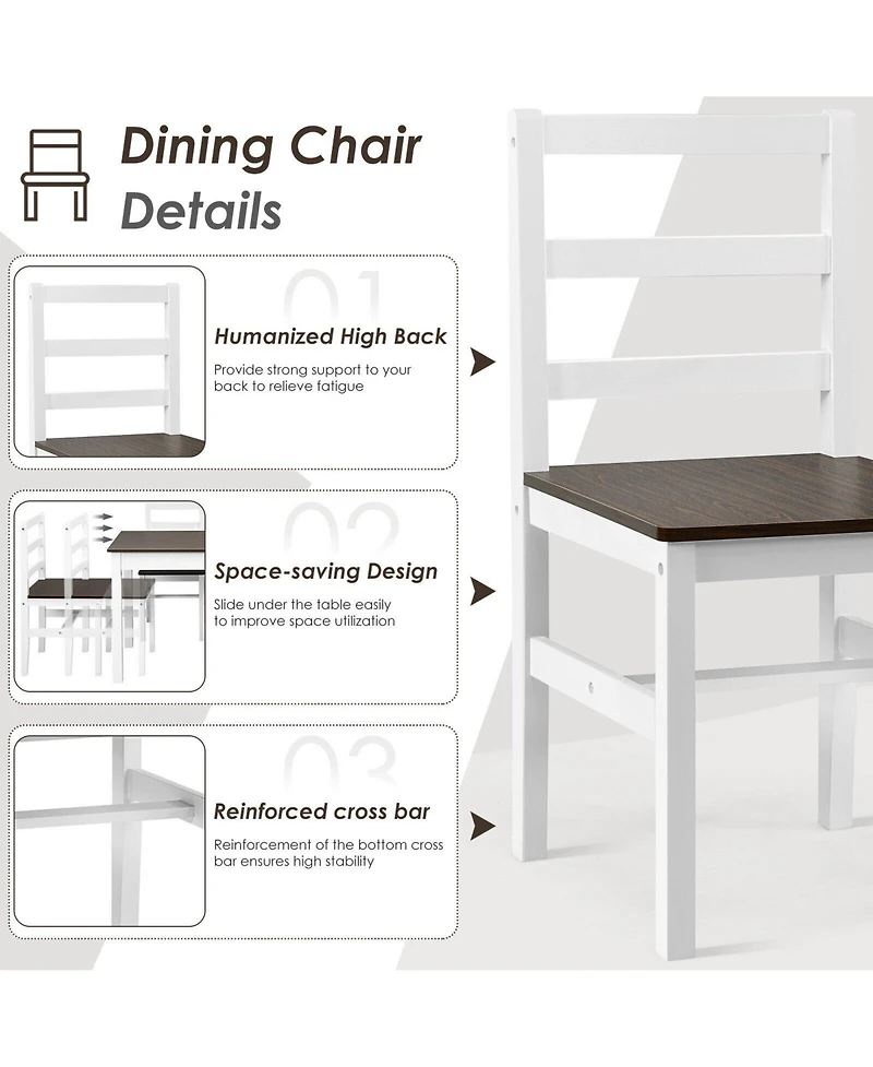 5 Pieces Solid Wood Compact Kitchen Dining Set-Walnut