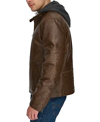 Levi's Men's Faux-Leather Hooded Zip Jacket
