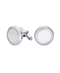Bling Jewelry Classic Monogram Initial Solid Round Circle Stainless Steel Shirt Cufflinks Cuff Links Executive Gift Hinge Bullet Back