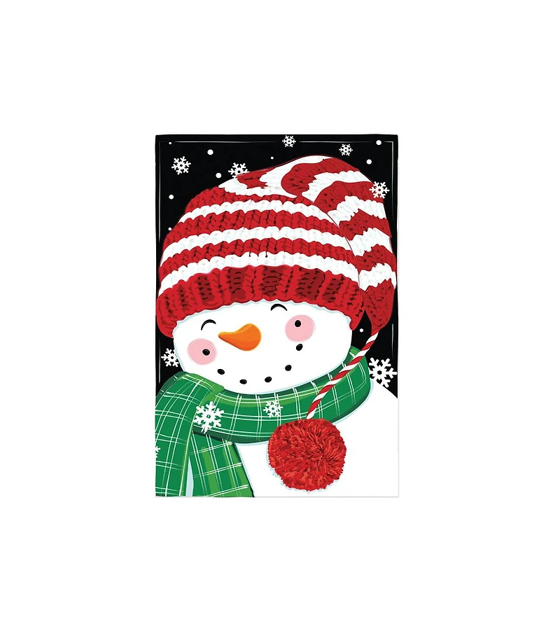 Evergreen Garden Flag Cheerful Snowman Applique Double Sided Indoor Outdoor Decor 18" x 12.5"