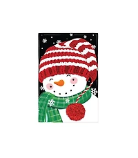 Evergreen Garden Flag Cheerful Snowman Applique Double Sided Indoor Outdoor Decor 18" x 12.5"