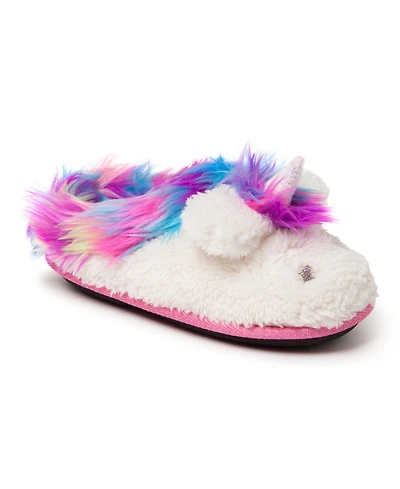 Dearfoams Girls Peyton Novelty Unicorn Fuzzy Slipper