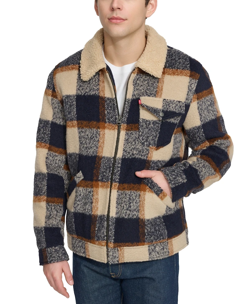 Levi's Men's Plaid Full-Zip Depot Jacket with Fleece Collar