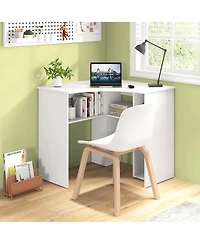 L-Shaped Computer Desk with Storage Shelves Adjustable Shelf for Home Office
