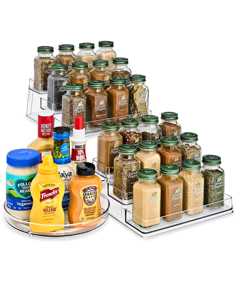 Sorbus Pantry Spice organizer Set, 3-Tier Seasoning Organizer for Cabinet (2 Pack) and Lazy Susan Spice Rack Turntable 9-Inch, Spice Organization for