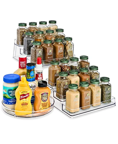 Sorbus Pantry Spice organizer Set, 3-Tier Seasoning Organizer for Cabinet (2 Pack) and Lazy Susan Spice Rack Turntable 9-Inch, Spice Organization for