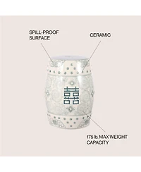 Jonathan Y Double Chinoiserie Ceramic Drum Garden Stool