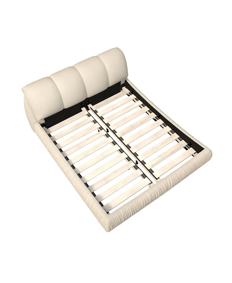 Streamdale King Upholstered Platform Bed with Oversized Backrest, Beige