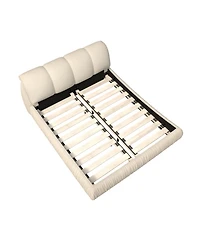 Streamdale King Upholstered Platform Bed with Oversized Backrest, Beige
