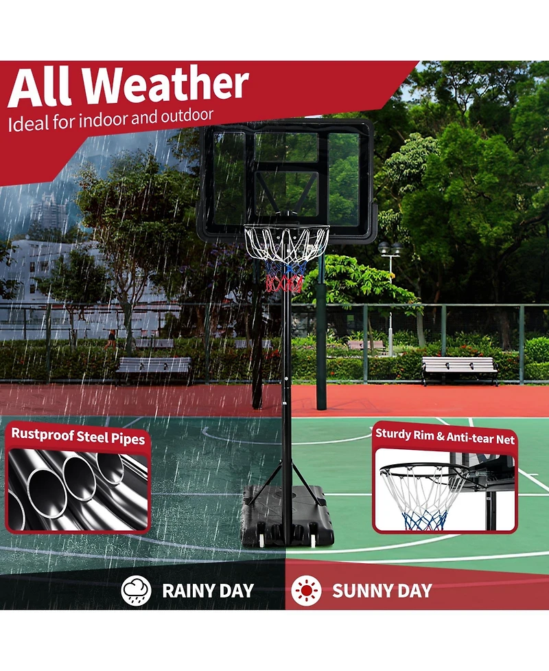Adjustable Portable Basketball Hoop Stand with Shatterproof Backboard Wheels