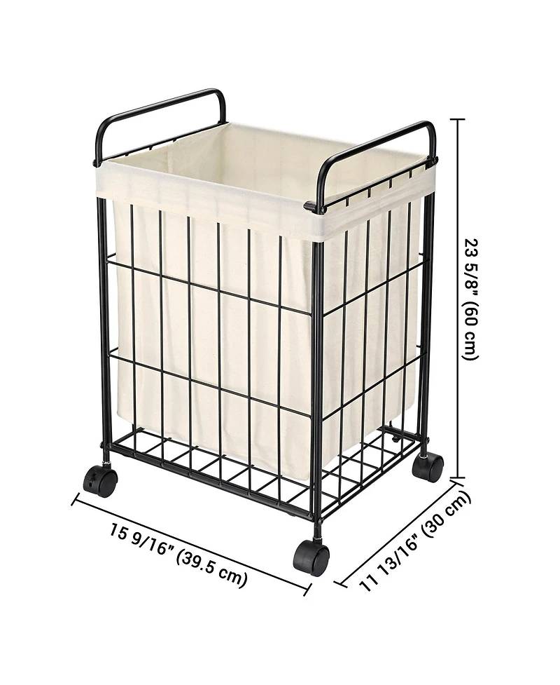 Laundry Hamper with Wheels Clothes Storage Bin Rolling Cart Industrial Style