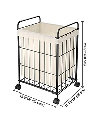 Laundry Hamper with Wheels Clothes Storage Bin Rolling Cart Industrial Style