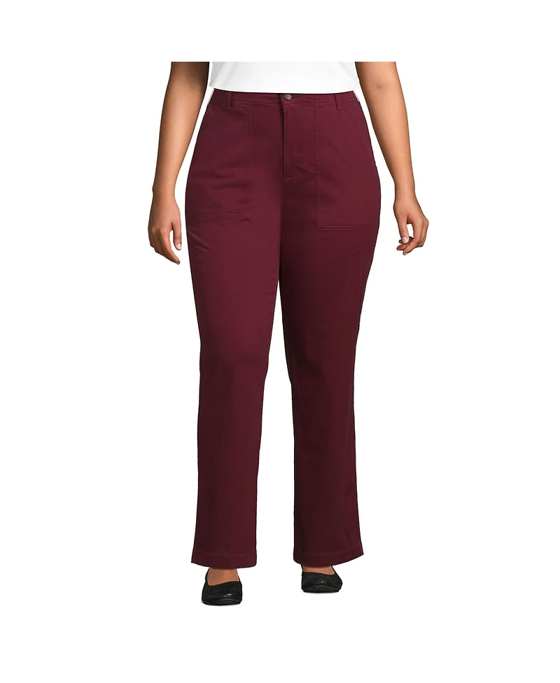 Lands' End Plus High Rise Chino Utility Straight Leg Pants