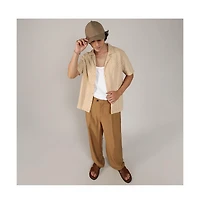 Men's Beige Embroidered Flora Shirt