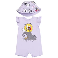 Nightmare Before Christmas Baby Girls Disney Snap Romper and Bucket Sun Hat