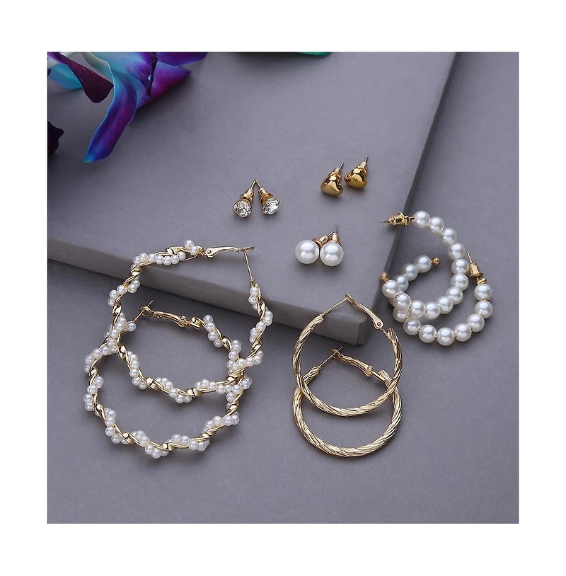 Sohi Women's Pack Of 6 Multi-Layer Earrings
