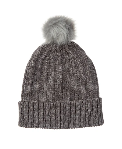 Isotoner Women's Classic Chenille Beanie with Cuff Pom