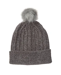 Isotoner Women's Classic Chenille Beanie with Cuff Pom