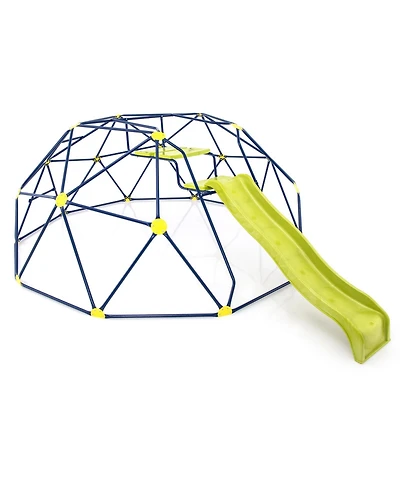 13.3 Ft Climbing Dome Geometric Dome Climber with Extended Wavy Slide and 2 Rest Platforms-Multicolor