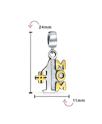 Bling Jewelry #1 Mom Dangle Charm Bead 14K Gold Plated Silver for Mother Wife Bracelet