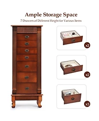 Skonyon Wooden Jewelry Armoire Cabinet Storage Chest with Drawers and Swing Doors