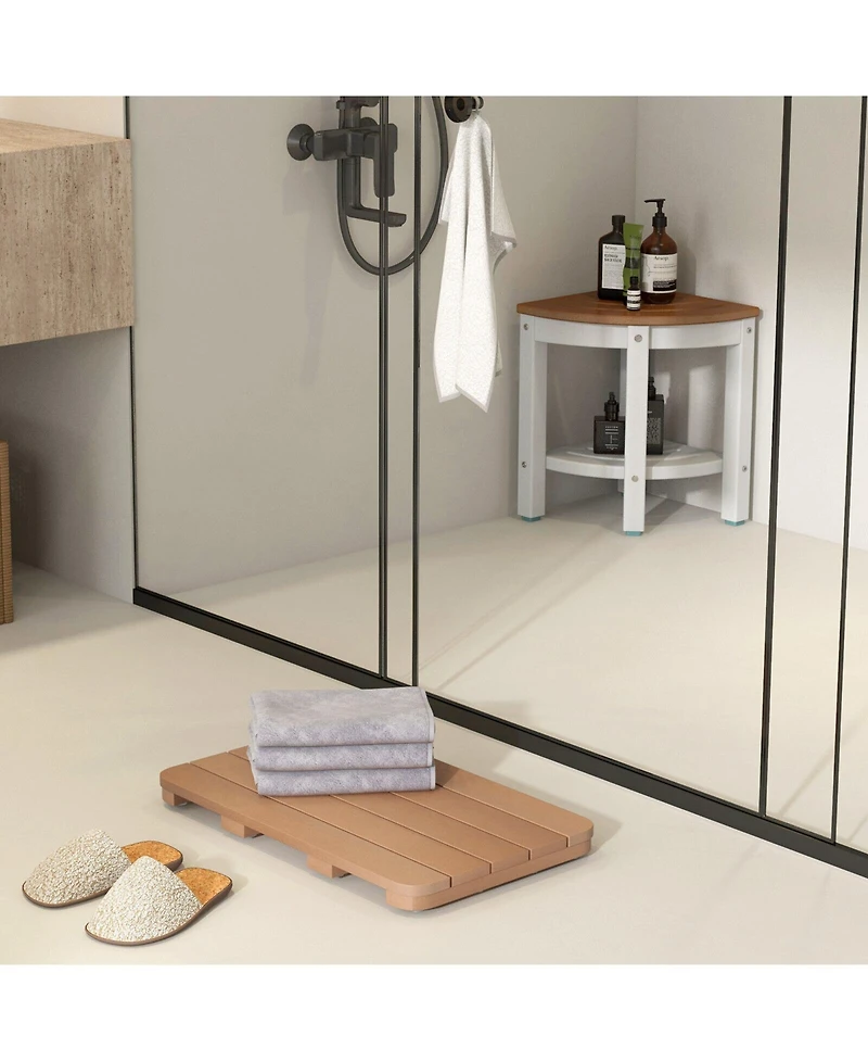 Skonyon Waterproof Hips Spa Shower Mat for Bathroom with Non Slip Foot Pads-Brown
