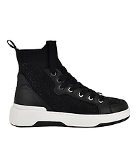 Guess Women's Mannen Knit Hi-Top Lace-Up Fashion Sneakers