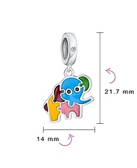 Bling Jewelry Multicolor Good Luck Bambi Elephant Trunk Up Dangle Bead Charm For Sterling Silver Fits European Bracelet