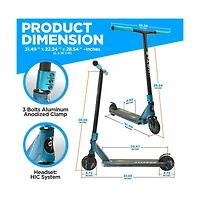 Hurtle Lightweight Street Stunt Scooter - for Kids and Teens, Alloy Deck with High Impact Wheels, Abec-9 Bearing, Hic System