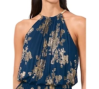 Msk Women's Embellishment Halter-Neck Pleated Dress