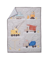 Bedtime Originals 4-Piece Construction Zone Gray/Navy/White Toddler Bedding Set