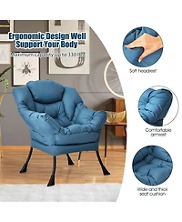 Modern Polyester Fabric Lazy Chair Single Sofa w/Side Pocket
