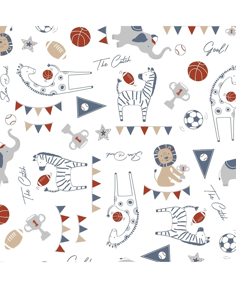 Lambs & Ivy Hall of Fame Animals/Sports 100% Cotton Fitted Baby Crib Sheet