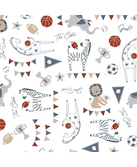 Lambs & Ivy Hall of Fame Animals/Sports 100% Cotton Fitted Baby Crib Sheet
