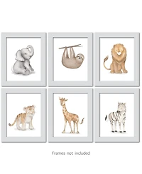 Lambs & Ivy Watercolor Safari Jungle Animals Unframed Nursery/Child Wall Art