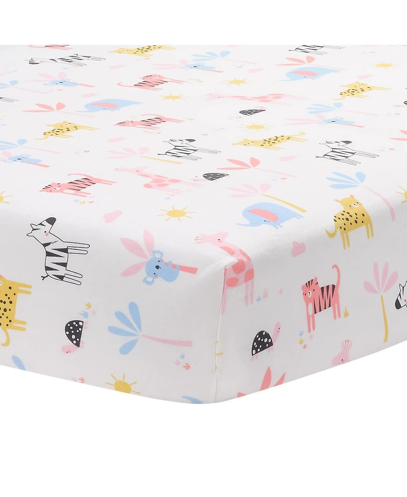 Lambs & Ivy Snuggle Jungle Pastel Safari Cotton Jersey 3-Piece Crib Bedding Set