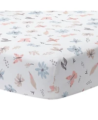 Lambs & Ivy Baby Blooms 3-Piece Pink Floral/Butterfly Baby Crib Bedding Set