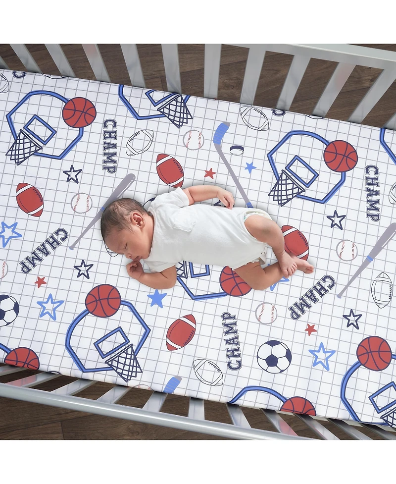 Lambs & Ivy Baby Sports 3-Piece Football/Basketball Baby Crib Bedding Set