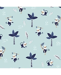 Lambs & Ivy Jungle Party 100% Cotton Monkey/Palm Tree Fitted Crib Sheet